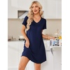 image:imageEkouaer House Dress for Women with Pockets Short Sleeve Nightgowns Moo MoosNavy Blue