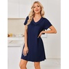 image:imageEkouaer House Dress for Women with Pockets Short Sleeve Nightgowns Moo MoosNavy Blue