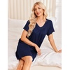 image:imageEkouaer House Dress for Women with Pockets Short Sleeve Nightgowns Moo MoosNavy Blue