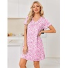 image:imageEkouaer House Dress for Women with Pockets Short Sleeve Nightgowns Moo MoosPink Floral
