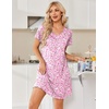 image:imageEkouaer House Dress for Women with Pockets Short Sleeve Nightgowns Moo MoosPink Floral