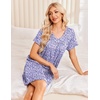 image:imageEkouaer House Dress for Women with Pockets Short Sleeve Nightgowns Moo MoosPurple Floral