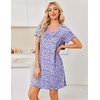 image:imageEkouaer House Dress for Women with Pockets Short Sleeve Nightgowns Moo MoosPurple Floral