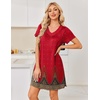 image:imageEkouaer House Dress for Women with Pockets Short Sleeve Nightgowns Moo MoosRed Floral