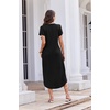 image:imageEkouaer Long Nightgowns For Women Short Sleeve Midi Nightgown With PocketsBlack