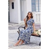 image:imageEkouaer Long Nightgowns For Women Short Sleeve Midi Nightgown With PocketsBlue Flowers