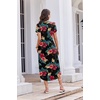 image:imageEkouaer Long Nightgowns For Women Short Sleeve Midi Nightgown With PocketsFlower Black