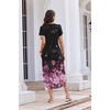 image:imageEkouaer Long Nightgowns For Women Short Sleeve Midi Nightgown With PocketsFlower Black Pink