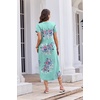 image:imageEkouaer Long Nightgowns For Women Short Sleeve Midi Nightgown With PocketsFlower Light Blue