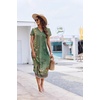 image:imageEkouaer Long Nightgowns For Women Short Sleeve Midi Nightgown With PocketsGreen Ethnic Style