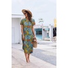 image:imageEkouaer Long Nightgowns For Women Short Sleeve Midi Nightgown With PocketsGreen Leaves