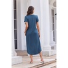 image:imageEkouaer Long Nightgowns For Women Short Sleeve Midi Nightgown With PocketsNavy