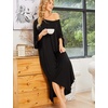 image:imageEkouaer Long Nightgowns for Women Short Sleeve Night Gowns with PocketsBlack