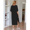image:imageEkouaer Long Nightgowns for Women Short Sleeve Night Gowns with PocketsBlack