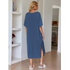 image:imageEkouaer Long Nightgowns for Women Short Sleeve Night Gowns with PocketsBlue