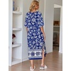 image:imageEkouaer Long Nightgowns for Women Short Sleeve Night Gowns with PocketsBohemian Flowers Blue