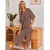 image:imageEkouaer Long Nightgowns for Women Short Sleeve Night Gowns with PocketsCoffee