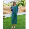 image:imageEkouaer Long Nightgowns for Women Short Sleeve Night Gowns with PocketsDark Green