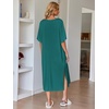 image:imageEkouaer Long Nightgowns for Women Short Sleeve Night Gowns with PocketsDark Green