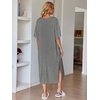 image:imageEkouaer Long Nightgowns for Women Short Sleeve Night Gowns with PocketsDark Grey