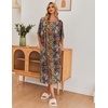 image:imageEkouaer Long Nightgowns for Women Short Sleeve Night Gowns with PocketsEthnic Floral Brown