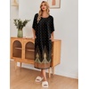 image:imageEkouaer Long Nightgowns for Women Short Sleeve Night Gowns with PocketsFeather Black