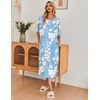 image:imageEkouaer Long Nightgowns for Women Short Sleeve Night Gowns with PocketsFlower Blue