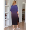 image:imageEkouaer Long Nightgowns for Women Short Sleeve Night Gowns with PocketsGradients Purple