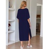 image:imageEkouaer Long Nightgowns for Women Short Sleeve Night Gowns with PocketsNavy Blue