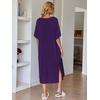 image:imageEkouaer Long Nightgowns for Women Short Sleeve Night Gowns with PocketsPurple