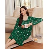 image:imageEkouaer Long Sleeve Nightgowns for Women Sleep Shirt Henley Sleep DressChristmas Green