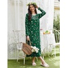 image:imageEkouaer Long Sleeve Nightgowns for Women Sleep Shirt Henley Sleep DressChristmas Green