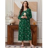 image:imageEkouaer Long Sleeve Nightgowns for Women Sleep Shirt Henley Sleep DressChristmas Green