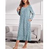 image:imageEkouaer Long Sleeve Nightgowns for Women Sleep Shirt Henley Sleep DressGreen