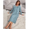 image:imageEkouaer Long Sleeve Nightgowns for Women Sleep Shirt Henley Sleep DressGreen