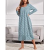image:imageEkouaer Long Sleeve Nightgowns for Women Sleep Shirt Henley Sleep DressGreen