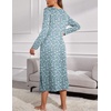 image:imageEkouaer Long Sleeve Nightgowns for Women Sleep Shirt Henley Sleep DressGreen