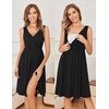 image:imageEkouaer Maternity Nursing Gown and Robe Set Labor Delivery NightgownsBlack