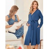 image:imageEkouaer Maternity Nursing Gown and Robe Set Labor Delivery NightgownsBlue Daisy