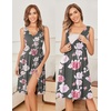 image:imageEkouaer Maternity Nursing Gown and Robe Set Labor Delivery NightgownsDark Greypink Flower