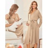 image:imageEkouaer Maternity Nursing Gown and Robe Set Labor Delivery NightgownsKhaki