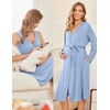 image:imageEkouaer Maternity Nursing Gown and Robe Set Labor Delivery NightgownsLight Blue