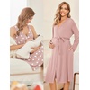 image:imageEkouaer Maternity Nursing Gown and Robe Set Labor Delivery NightgownsMauve Heart