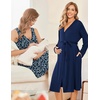 image:imageEkouaer Maternity Nursing Gown and Robe Set Labor Delivery NightgownsNavy Blue Leaf