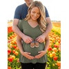 image:imageEkouaer Maternity Shirts 3 Packs Summer Pregnancy Clothes Tops for WorkBlackArmy GreenDirty Pink