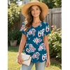 image:imageEkouaer Maternity Shirts 3 Packs Summer Pregnancy Clothes Tops for WorkGreyBlackBlue Green Floral