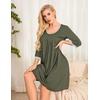 image:imageEkouaer Nightgowns for Women 34 Sleeve Nightgown Pleated SleepshirtsArmy Green