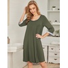 image:imageEkouaer Nightgowns for Women 34 Sleeve Nightgown Pleated SleepshirtsArmy Green