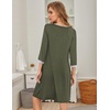 image:imageEkouaer Nightgowns for Women 34 Sleeve Nightgown Pleated SleepshirtsArmy Green