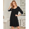 image:imageEkouaer Nightgowns for Women 34 Sleeve Nightgown Pleated SleepshirtsBlack